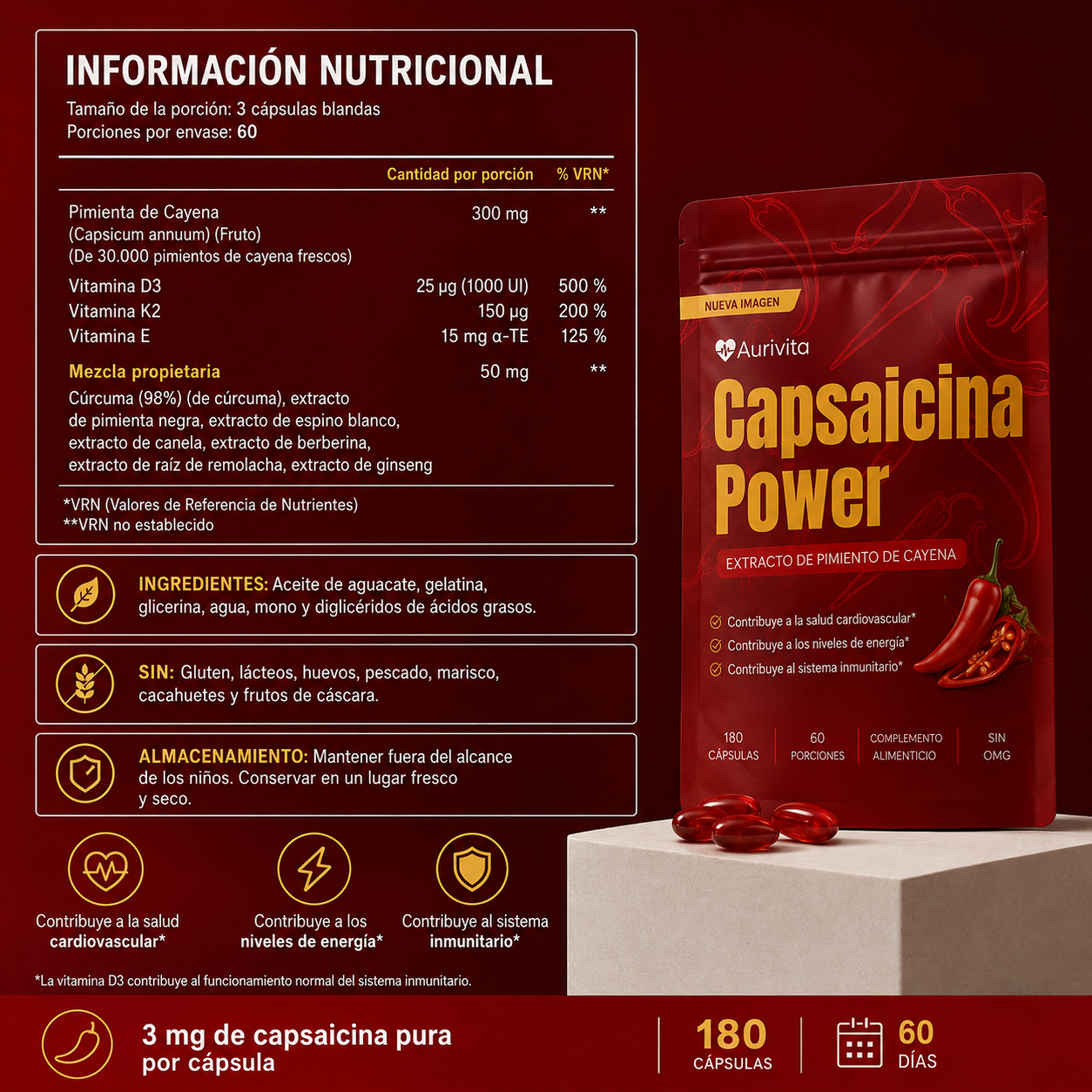 Capsulas de pimienta de cayena - Para tu corazon
